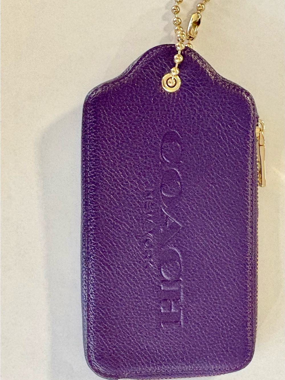 COACH Purple XL Hangtag Shaped Multifunction Wallet Case Pouch Charm NWOT